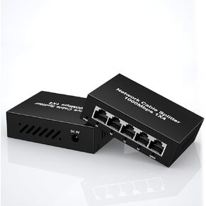 RJ45 Ethernet Splitter 1 to 4 High Speed, Gigabit Network Splitter with USB Power Cable, RJ45 Internet Splitter 1000Mbps High Speed for Cat 5/5e/6/7/8 Cable [4 Devices Simultaneously Networking]