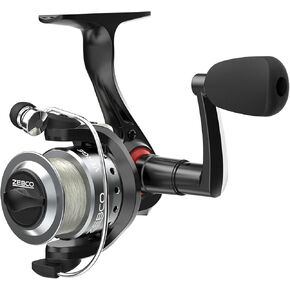 Zebco Verge Spinning Fishing Reel, Right or Left-Hand Retrieve, Pre-Spooled with Zebco Fishing Line, All-Metal Gears, TRU Balance Rotor, Black