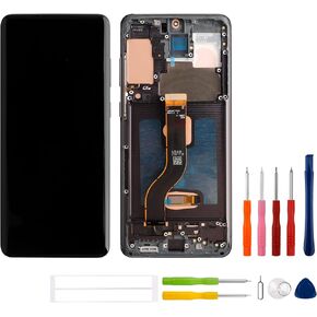 OLED for Galaxy S20 Plus Screen Replacement SM-G985u G985a G985w G986u G986a G986w 6.7" LCD Display Touch Digitizer Assembly with Tools(Black with Frame)