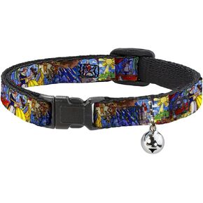 Cat Collar Breakaway Beauty The Beast Stained Glass Scenes 8 to 12 Inches 0.5 Inch Wide