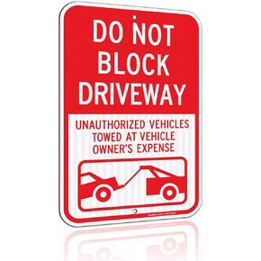 Faittoo Do Not Block Driveway Sign, Unauthorized Vehicles Towed At Vehicle Owner's Expense Sign, 2-Pack 18 x 12 Engineer Grade Reflective Aluminum No Parking Sign, Weather Resistant, Easy to Install