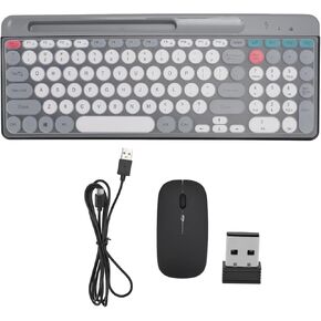 ciciglow Keyboard Mouse Set, Dual Mode Wireless Bluetooth Keyboard and Mouse Combo Vintage Round Keycaps Keyboard and Mouse for Game Type, Default, ciciglowe2itwzgkbp