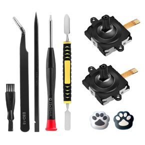 Rzkipdy Joystick Replacement for Oculus Quest 2 Controller – Upgraded Gen 3 OEM Analog Stick Thumbstick Parts Repair Tool Kit Accessories with T5 Screwdriver, Thumb Caps, Tweezers, Pry Tool