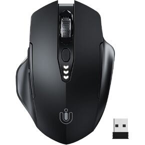 Wireless Mouse, [Upgraded] Visible Battery Display，Rechargeable Laptop Mouse Wireless 2.4G USB, 4 Adjustable DPI Levels,Optical Mouse Wireless for Laptop PC Computer,White and Blue