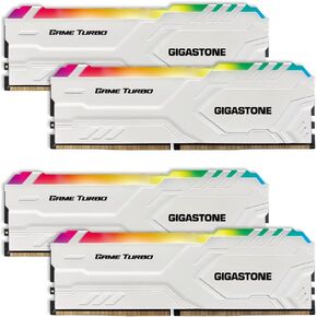 【RGB DDR4 RAM】GIGASTONE Game TURBO 32GB Kit (4x8GB)DDR4 3200MHz PC4-25600 CL 16-18-18-40 Intel XMP 2.0 AMD Ryzen 1.35V UDIMM 288 Pin Unbuffered Non ECC High Performance Gaming Desktop Memory - White