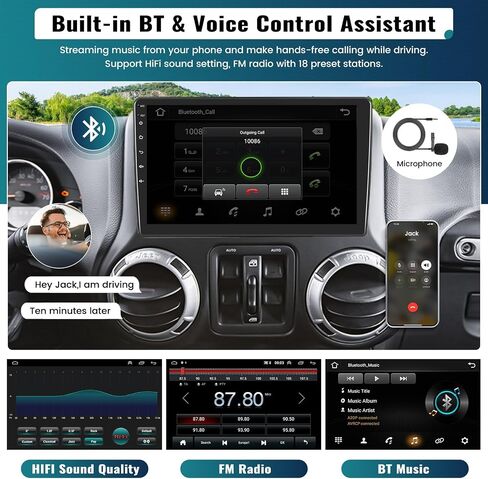 UNITOPSCI 2G+64G Android 13 Car Stereo for Jeep Wrangler JK/Dodge RAM/Chrysler 300C with Wireless CarPlay Android Auto, 10.1" 1080P Touchscreen Car Radio, Bluetooth/GPS/WiFi/HiFi/FM/RDS, Camera/SWC in Saudi Arabia