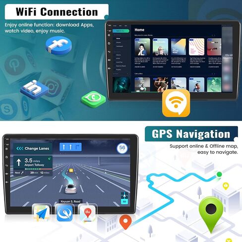 UNITOPSCI 2G+64G Android 13 Car Stereo for Jeep Wrangler JK/Dodge RAM/Chrysler 300C with Wireless CarPlay Android Auto, 10.1" 1080P Touchscreen Car Radio, Bluetooth/GPS/WiFi/HiFi/FM/RDS, Camera/SWC in Saudi Arabia