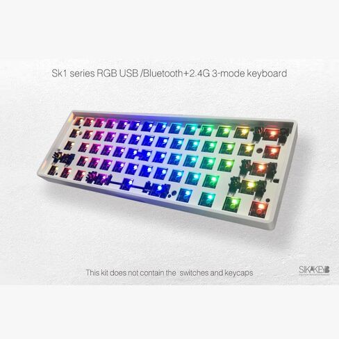 SK1 DIY Mechanical Keyboard Kit, ABS 60% Layout RGB Hot Swap 3Pin/5 Pin Switch,Tri-Mode BT5.0/2.4GHz/Type-C Wired, GH60 Compatible (White, no Switch and keycap) in Saudi Arabia