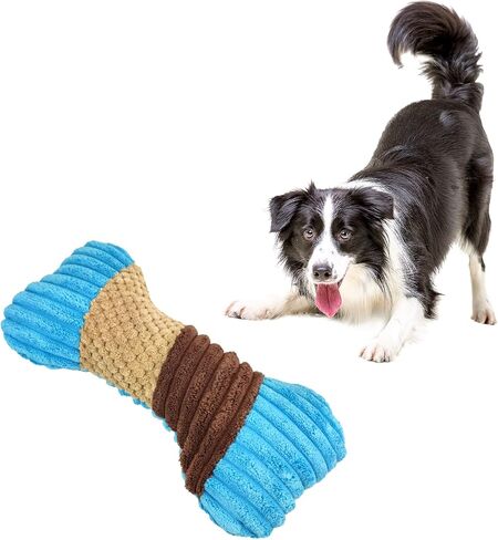 Andiker Plush Dog Toy with Squeaker for Small Dogs, Plush Dog Toy with Rope Inside, Interactive Squeaker Toy for Small and Medium Pets Soft Puppy Chew Toys Boredem Time (Blue,L) in Saudi Arabia