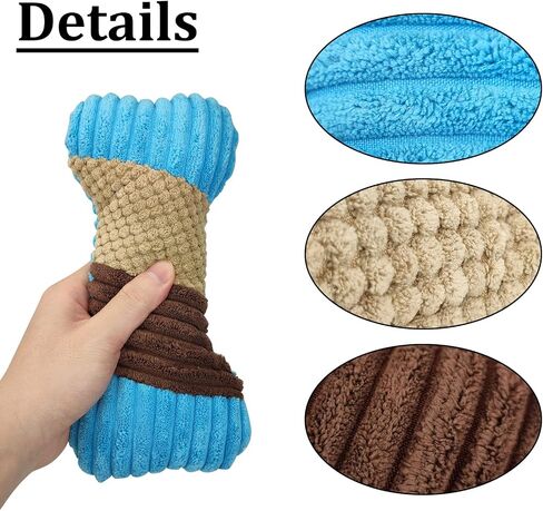 Andiker Plush Dog Toy with Squeaker for Small Dogs, Plush Dog Toy with Rope Inside, Interactive Squeaker Toy for Small and Medium Pets Soft Puppy Chew Toys Boredem Time (Blue,L) in Saudi Arabia