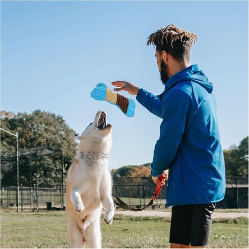لعبة الكلب القطيفة من أنديكر مع مصدر صرير للكلاب الصغيرة، لعبة الكلب القطيفة مع حبل داخلي، لعبة تصدر صوتًا تفاعلية للحيوانات الأليفة الصغيرة والمتوسطة الحجم، ألعاب المضغ الناعمة للجراء وقت الملل (أزرق، L) in Kuwait