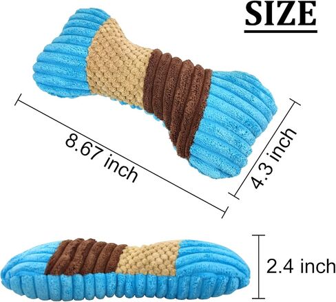 Andiker Plush Dog Toy with Squeaker for Small Dogs, Plush Dog Toy with Rope Inside, Interactive Squeaker Toy for Small and Medium Pets Soft Puppy Chew Toys Boredem Time (Blue,L) in Saudi Arabia