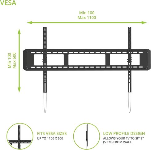 Kanto T6090 Tilting TV Wall Mount for 55" - 120" TVs | Supports up to 200 lbs | +10° to -5° Tilt Angle | Max VESA 1100x600 | Horizontal Adjustment | Adjustable Levelling Screws in Kuwait