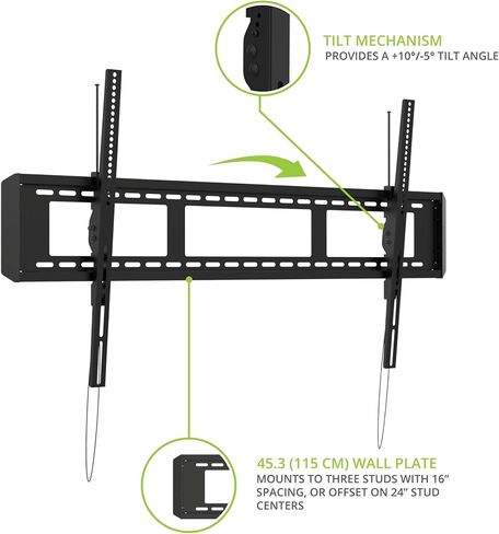 Kanto T6090 Tilting TV Wall Mount for 55" - 120" TVs | Supports up to 200 lbs | +10° to -5° Tilt Angle | Max VESA 1100x600 | Horizontal Adjustment | Adjustable Levelling Screws in Kuwait