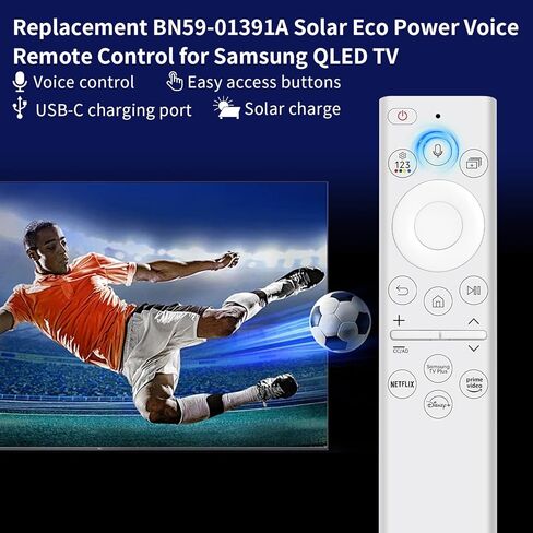 جديد لاستبدال جهاز التحكم عن بعد الصوتي من Samsung Solar Voice متوافق مع أجهزة التلفاز الذكية Neo QLED 8K HDR لموديلات 2023 (BN59-01432A) in Saudi Arabia