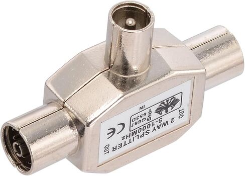 Bingfu 2-Way PAL TV IEC DVB-T Antenna Coaxial Splitter 1 Female to 2 Male RF Indoor Adapter Connector 1 GHz 5-1000 MHz for Foxtel Optus CATV SAT DTV Connections in Saudi Arabia