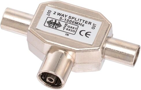 Bingfu 2-Way PAL TV IEC DVB-T Antenna Coaxial Splitter 1 Female to 2 Male RF Indoor Adapter Connector 1 GHz 5-1000 MHz for Foxtel Optus CATV SAT DTV Connections in Saudi Arabia