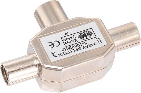 Bingfu 2-Way PAL TV IEC DVB-T Antenna Coaxial Splitter 1 Female to 2 Male RF Indoor Adapter Connector 1 GHz 5-1000 MHz for Foxtel Optus CATV SAT DTV Connections in Saudi Arabia