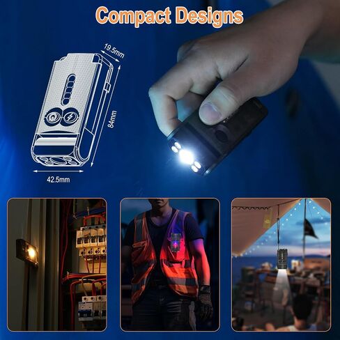 BORUIT V30 LED مصباح يدوي صغير قوي EDC مع ضوء أحمر وأشعة فوق البنفسجية 365 نانومتر، دوران 180 درجة، USB A/C-C قابل لإعادة الشحن 900LM جيب سلسلة مفاتيح مسطحة مع مشبك، صفارة 120 ديسيبل، وظيفة بنك الطاقة (أسود) in Saudi Arabia