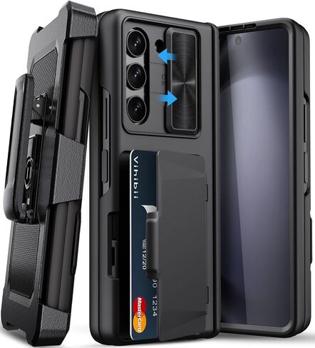 مشبك حزام Vihibii لهاتف Samsung Galaxy Z Fold 5، حزام متين وقابل للدوران وقابل للإزالة متوافق مع Galaxy Z Fold 5 2024، أسود in Saudi Arabia