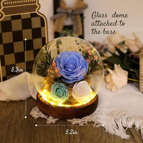 Preserved Flowers with Light, Eternal Rose as Gifts for Women Mom Grandma Girlfriend for Birthday Christmas Valentine's Day Mother's Day Anniversary Thanksgiving, Purple in Saudi Arabia