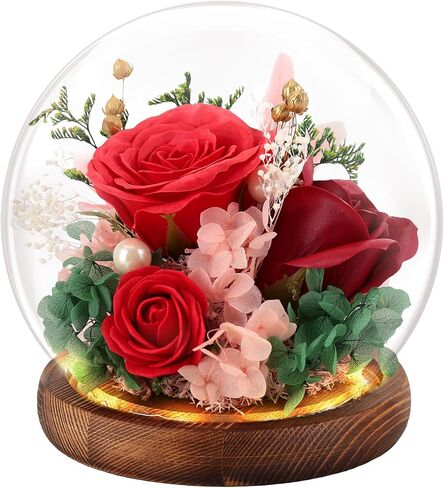 Preserved Flowers with Light, Eternal Rose as Gifts for Women Mom Grandma Girlfriend for Birthday Christmas Valentine's Day Mother's Day Anniversary Thanksgiving, Purple in Saudi Arabia