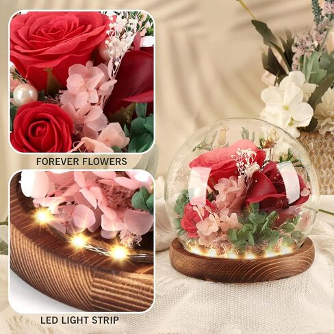 Preserved Flowers with Light, Eternal Rose as Gifts for Women Mom Grandma Girlfriend for Birthday Christmas Valentine's Day Mother's Day Anniversary Thanksgiving, Purple in Saudi Arabia