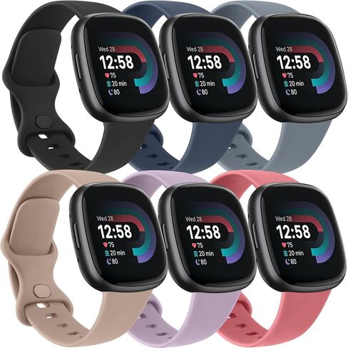 فرق Vancle لـ Fitbit Versa 4 / Versa 3 Bands، Fitbit Sense 2 / Sense Bands النساء والرجال [6 عبوات]، حزام بديل رياضي ناعم كلاسيكي لساعة Fitbit Sense 2 / Versa 4 الذكية in Saudi Arabia