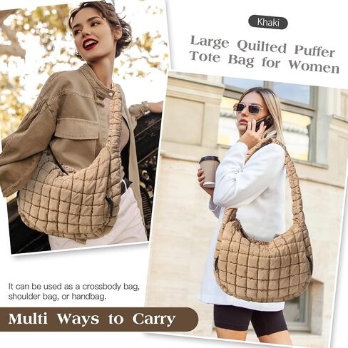 Puffer Tote Bag Large Puffy Tote Bag Quilted Tote Bag Soft Quilted Crossbody Bags Carryall Hobo Handbags for Women Girl in Saudi Arabia