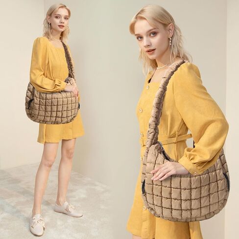 Puffer Tote Bag Large Puffy Tote Bag Quilted Tote Bag Soft Quilted Crossbody Bags Carryall Hobo Handbags for Women Girl in Saudi Arabia