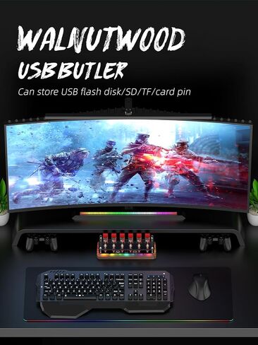 Power watt Display Wireless Voice Control 6-Port USB3.2 10Gbps Hubs Independent Switch,Type-C Splitter USB Expander,USB Drive Case,SD/TF Card Storage Box,Creative Gifts-06RY2 in Saudi Arabia