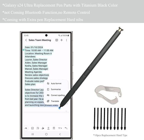 (Without Bluetooth) s24 Ultra 5g Stylus Pen Replacement Touch s Pen Parts for Samsung Galaxy s24 Ultra SM-S928 (5G) 6.8'' -Yellow Gold in Kuwait