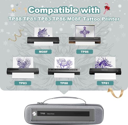 Tattoo Case, Compatible with Phomemo, COLORWING M08F/P831/TP81 A4 Portable Printer&Tattoo Machines, for Travel Printer Storage Papers & USB Cable, Shockproof (Case Only), Black in Kuwait