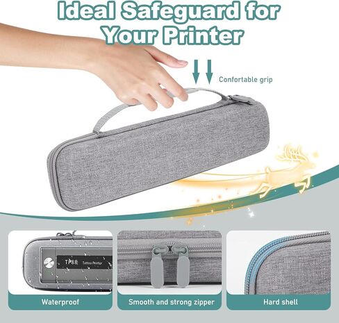 Tattoo Case, Compatible with Phomemo, COLORWING M08F/P831/TP81 A4 Portable Printer&Tattoo Machines, for Travel Printer Storage Papers & USB Cable, Shockproof (Case Only), Black in Kuwait