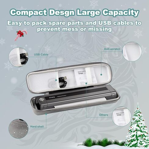 Tattoo Case, Compatible with Phomemo, COLORWING M08F/P831/TP81 A4 Portable Printer&Tattoo Machines, for Travel Printer Storage Papers & USB Cable, Shockproof (Case Only), Black in Kuwait