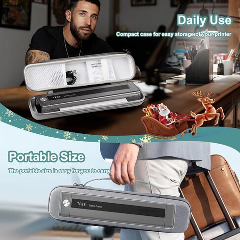 Tattoo Case, Compatible with Phomemo, COLORWING M08F/P831/TP81 A4 Portable Printer&Tattoo Machines, for Travel Printer Storage Papers & USB Cable, Shockproof (Case Only), Black in Kuwait