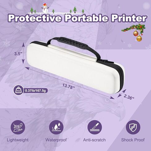 Tattoo Case, Compatible with Phomemo, COLORWING M08F/P831/TP81 A4 Portable Printer&Tattoo Machines, for Travel Printer Storage Papers & USB Cable, Shockproof (Case Only), Black in Saudi Arabia
