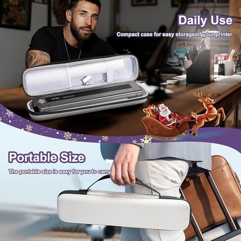 Tattoo Case, Compatible with Phomemo, COLORWING M08F/P831/TP81 A4 Portable Printer&Tattoo Machines, for Travel Printer Storage Papers & USB Cable, Shockproof (Case Only), Black in Saudi Arabia