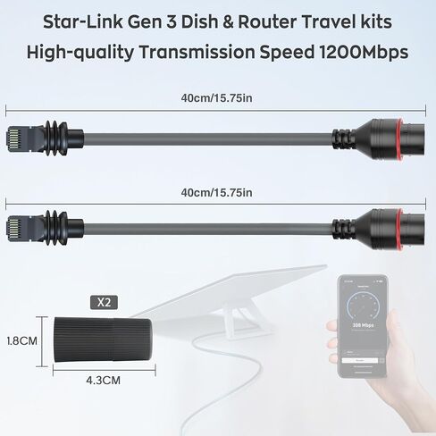 محول كابل إيثرنت Starlink، قابس SPX إلى محولات RJ45 موصلات أنثى (زوج واحد)، سلك تمديد مقاوم للماء للجيل الثاني القياسي، مصمم لـ Starlink Gen 2 Dishy وجهاز التوجيه in Kuwait