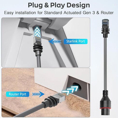 محول كابل إيثرنت Starlink، قابس SPX إلى محولات RJ45 موصلات أنثى (زوج واحد)، سلك تمديد مقاوم للماء للجيل الثاني القياسي، مصمم لـ Starlink Gen 2 Dishy وجهاز التوجيه in Kuwait