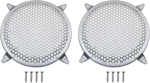 FDXGYH 2 Pcs 12.0 Inch Speaker Grill Subwoofer Grill Waffle Grill Guard Protector Cover with Mounting Screws for Home Audio (Silver) in Saudi Arabia