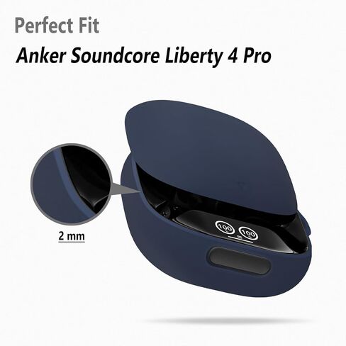حافظة سيليكون من Geiomoo لجهاز Anker Soundcore Liberty 4 Pro، غطاء حماية مزود بحلقة تسلق (أسود) in Kuwait