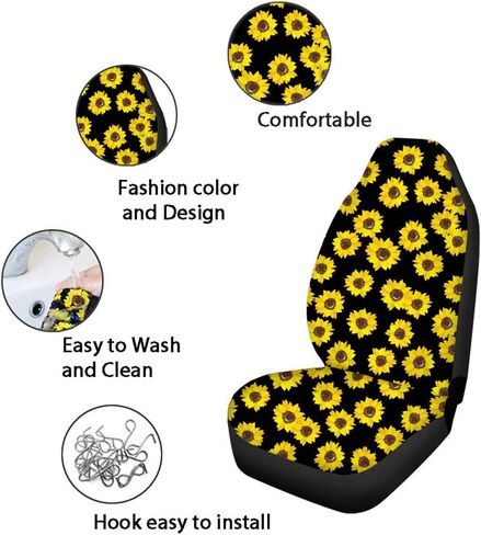 UNICEU 2 Pieces Car Front Seat Covers Animal Dog Paws Heart Print Automotive Decorative Seat Cushion Mats Stretch Fabric, Universal Fit in Kuwait