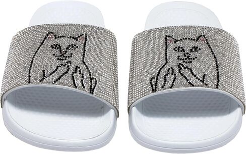 شرائح RIPNDIP Lord Nermal، شباشب للصيف، أحذية سهلة الارتداء، صنادل مضحكة للقطط للرجال (أسود، رجالي 12 | نسائي 13.5) in Saudi Arabia