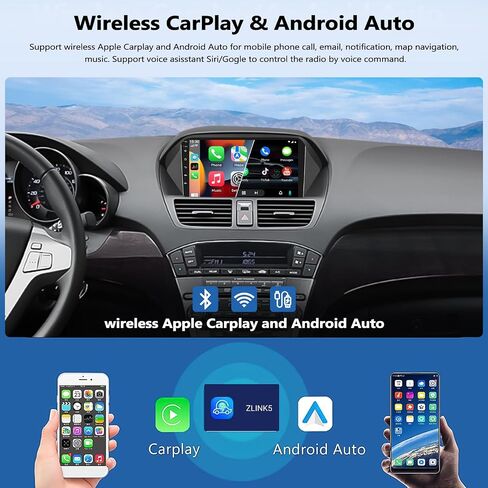 2G+64G Car Radio for Honda Acura MDX 2007-2013 with Wireless CarPlay Android Auto 9" Touch Screen Car Stereo with HD Backup Camera/Android 13 Radio/GPS Navigation/Bluetooth/FM/RDS in Saudi Arabia
