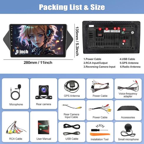 2G+64G Car Radio for Honda Acura MDX 2007-2013 with Wireless CarPlay Android Auto 9" Touch Screen Car Stereo with HD Backup Camera/Android 13 Radio/GPS Navigation/Bluetooth/FM/RDS in Saudi Arabia