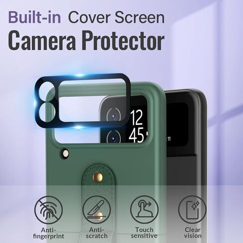 حافظة pcgaga لهاتف Galaxy Z Flip 4 مع حلقة وغطاء مدمج وواقي شاشة، حافظة هاتف واقية صلبة مقاومة للصدمات لهاتف Samsung Flip4 5G 2022، أخضر in Saudi Arabia