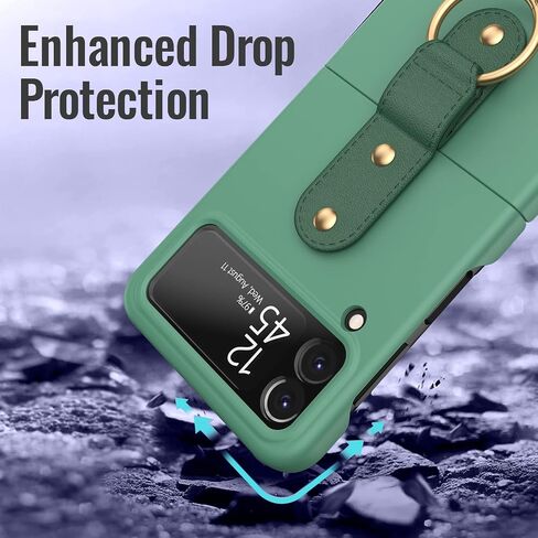 حافظة pcgaga لهاتف Galaxy Z Flip 4 مع حلقة وغطاء مدمج وواقي شاشة، حافظة هاتف واقية صلبة مقاومة للصدمات لهاتف Samsung Flip4 5G 2022، أخضر in Saudi Arabia