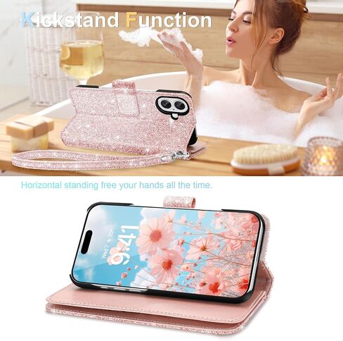 Fingic for iPhone 16 Plus Case,for iPhone 16 Plus Wallet Case for Women Girl[with 9 Card Holder]Marble Rose Gold PU Leather Detachable Wrist Strap Slim Shockproof Flip Case for iPhone 16 Plus,6.7"2024 in Saudi Arabia