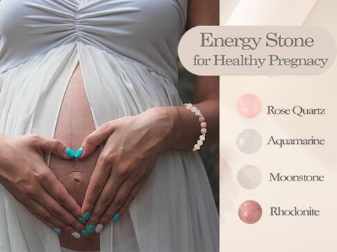 Healthy Pregnancy Gift, Rose Quartz, Aquamarine, Moonstone, Rhodonite Bracelet for Women, First Time Mom Gifts, Hope and Spiritual Bracelet, Handmade Chrismas Jewelry in Saudi Arabia